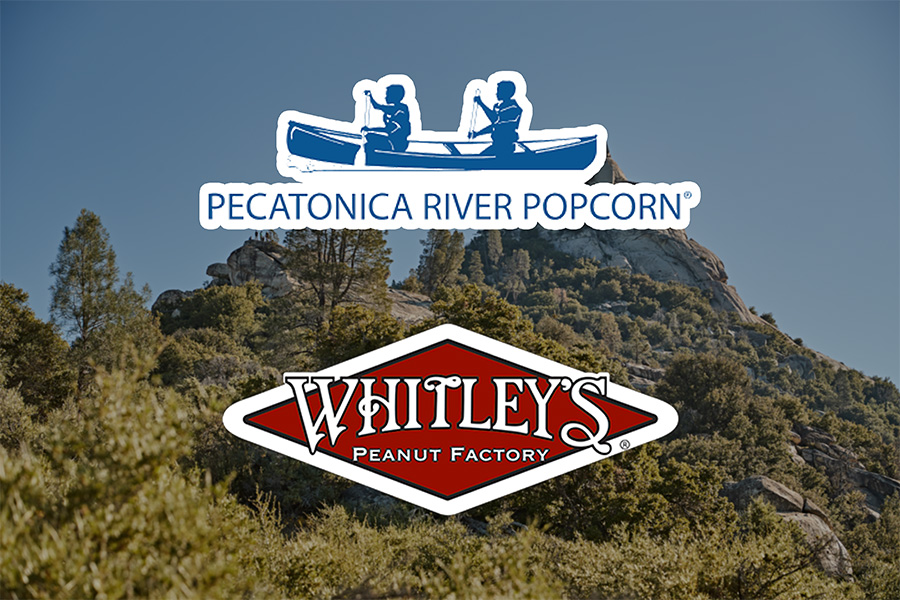 Pecatonica River Popcorn and Whitleys Peanut Factory logos